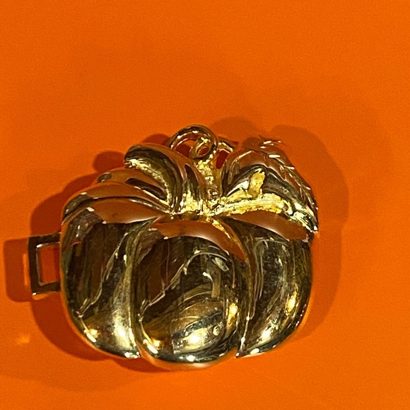 Vintage PAQUETTE Gold Tone Pumpkin 2 Piece Belt Buckle - Picture 5 of 7